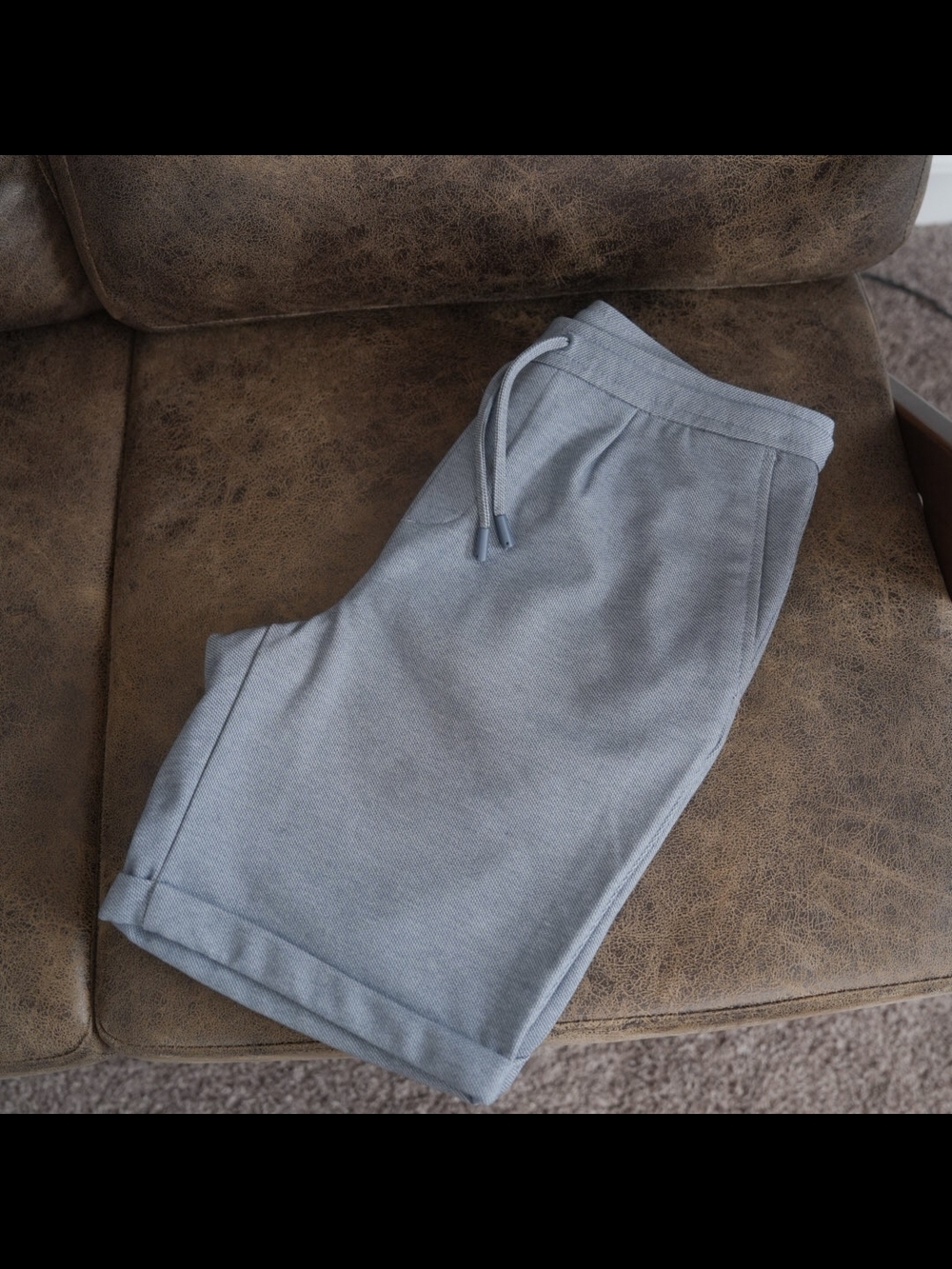 ZARA Light Blue Knit Drawstring Shorts